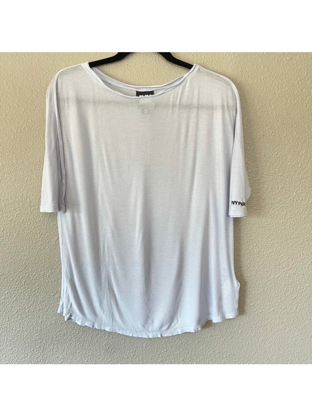 Ivy Park Light Blue Ribbed Dolman Sleeve Oversize Women's Blouse Tee Shirt XS